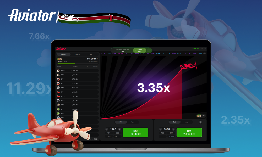 The Aviator game is available on licensed betting sites in Kenya and allows players to place quick bets in KSh